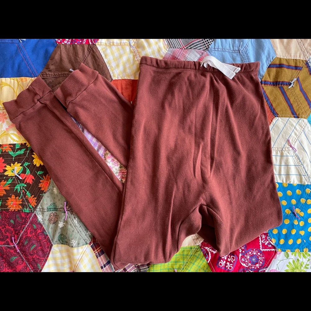 Mabo Kids organic cotton drawstring leggings, chestnut, 10-11, rust brown